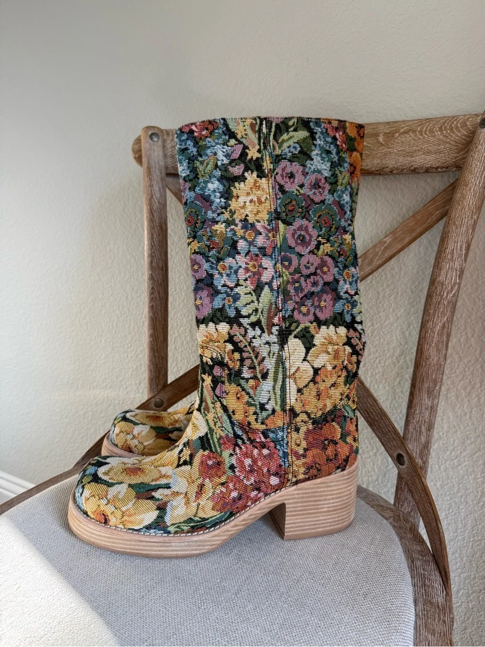Jeffrey Campbell free people exclusive Whimsy Pull-On Boots olive tapestry